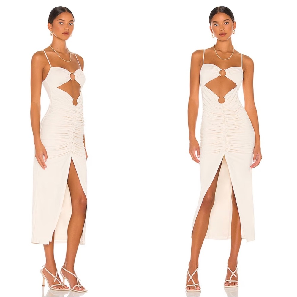 Camila Coelho Cream Cutout Midi Dress